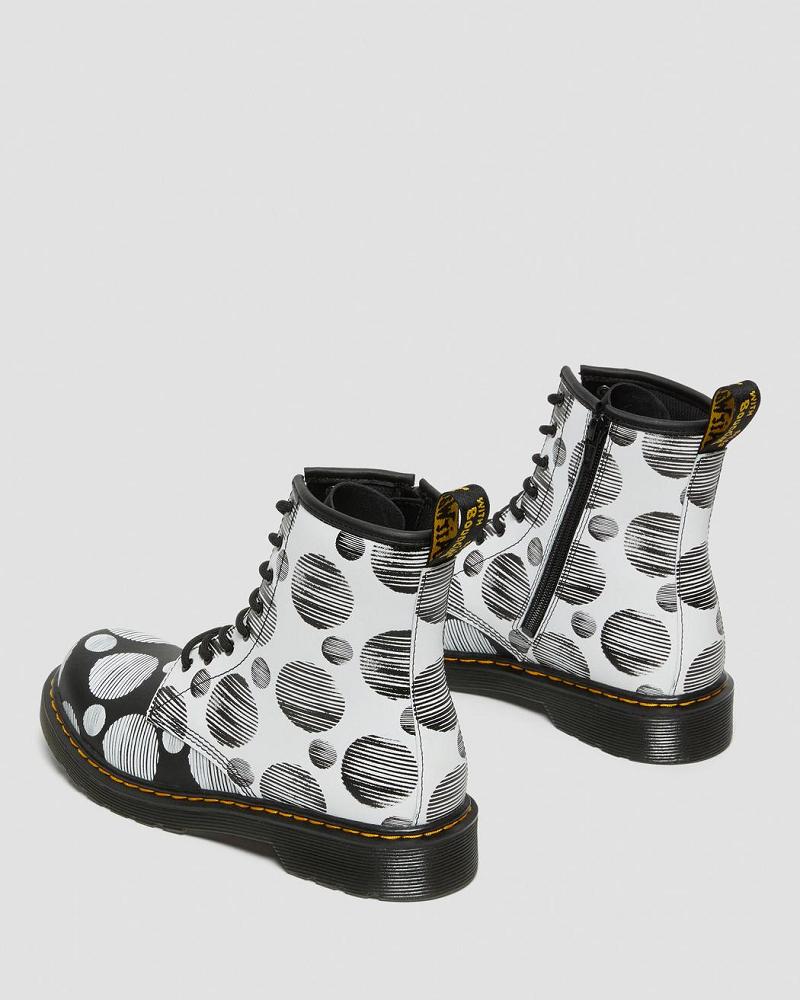 Dr Martens Youth 1460 Polka Dot Læder Snørestøvler Børn Sort | DK 714QMA